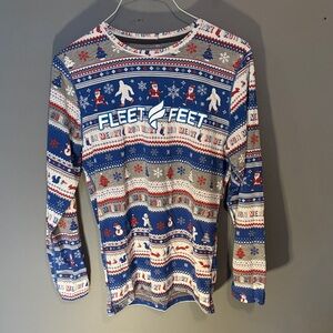Brooks Blue Holiday Graphic Long Sleeve Shirt